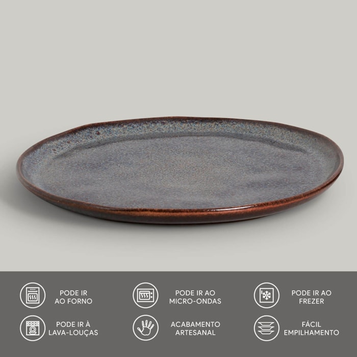 Conjunto 6 Pratos Raso em Stoneware Bio Titanium Porto Brasil - 27,5cm - Madel Home
