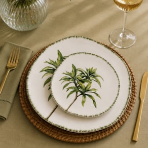 Conjunto 6 Pratos Raso Verde Imperial em Cerâmica - 27cm