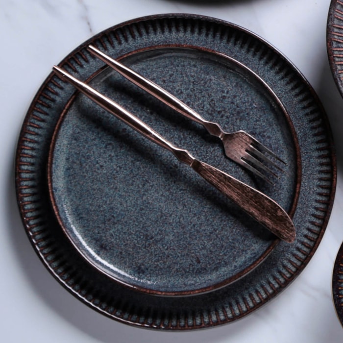 Conjunto 6 Pratos Sobremesa em Stoneware Bio Titanium Porto Brasil - 21,5cm - Madel Home