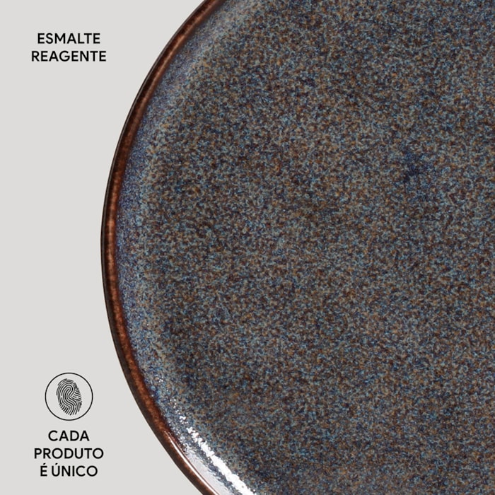 Conjunto 6 Pratos Sobremesa em Stoneware Bio Titanium Porto Brasil - 21,5cm - Madel Home