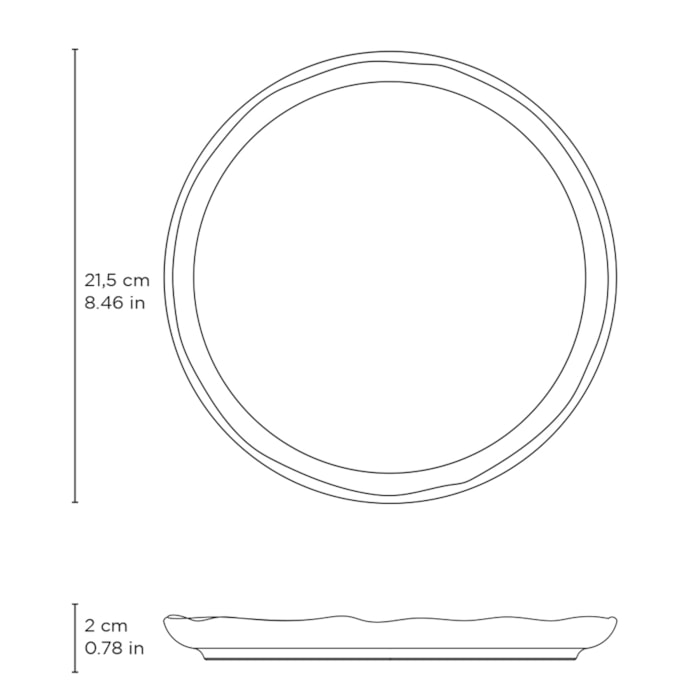 Conjunto 6 Pratos Sobremesa em Stoneware Bio Titanium Porto Brasil - 21,5cm - Madel Home