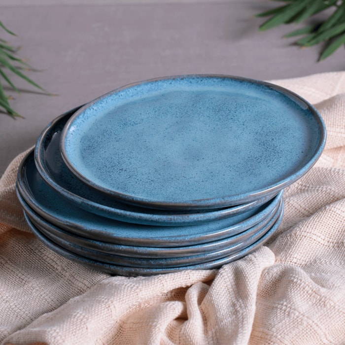 Conjunto 6 Pratos Sobremesa em Stoneware Breeze Porto Brasil - 21,5cm - Madel Home