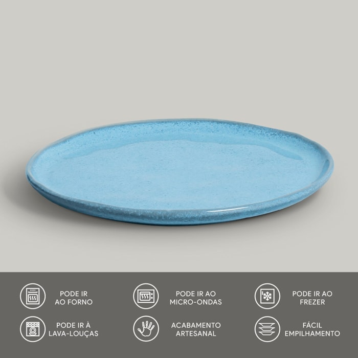Conjunto 6 Pratos Sobremesa em Stoneware Breeze Porto Brasil - 21,5cm - Madel Home