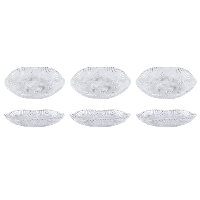 Conjunto 6 Pratos Sobremesa em Vidro Incolor - 17cm - Madel Home
