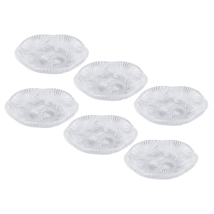 Conjunto 6 Pratos Sobremesa em Vidro Incolor - 17cm - Madel Home