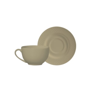 Conjunto 6 Xícaras de Chá em Cerâmica Split Taupe Alleanza - 250mL