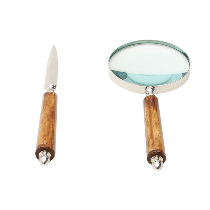 Conjunto Abridor de Carta e Lupa de Aço Inox com Cabo de Osso Wolff - Madel Home