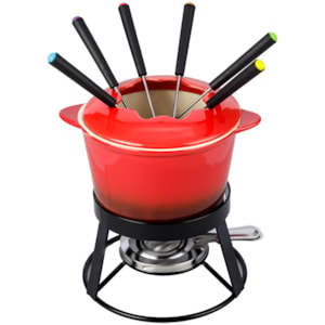 Conjunto Aparelho de Fondue em Inox Vermelho Aretha - 11 Peças