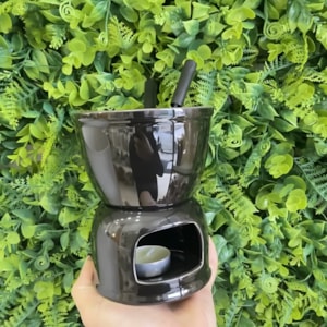Conjunto Aparelho de Fondue em Porcelana Preto Wolff - 4 Peças