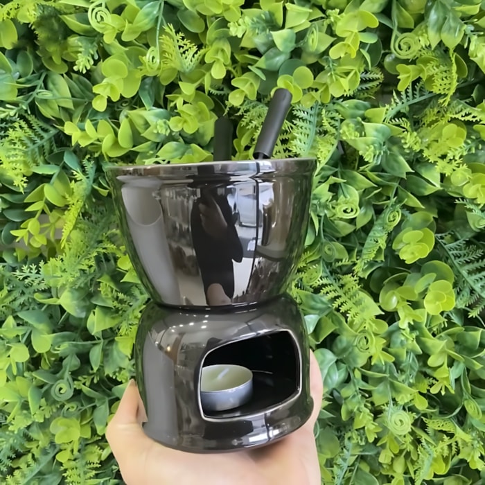 Conjunto Aparelho de Fondue em Porcelana Preto Wolff - 4 Peças - Madel Home