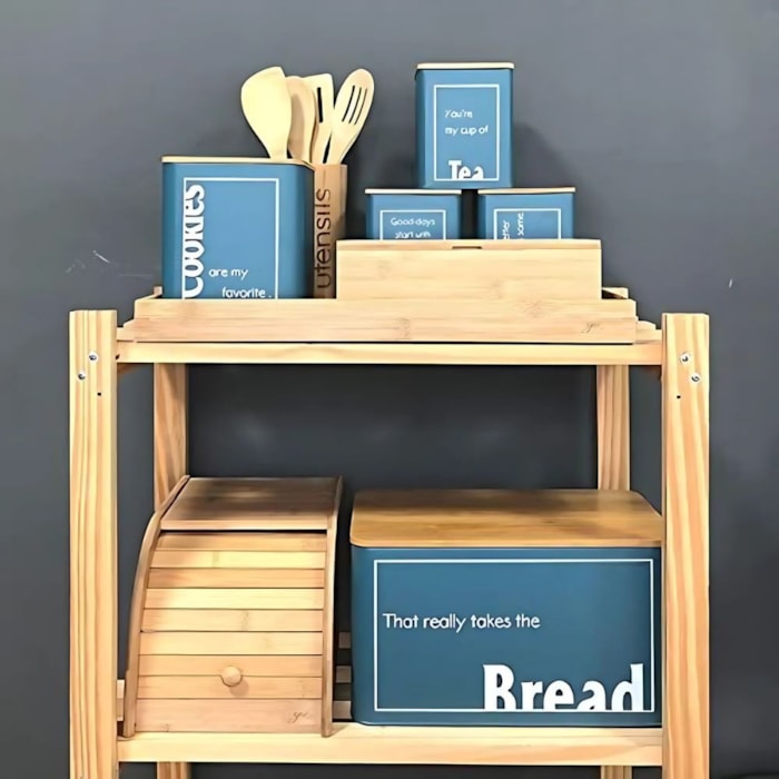 Conjunto Café Chá Açúcar Potti 3 Pçs Verde Tampa de Bambu - Madel Home