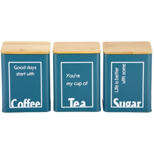 Conjunto Café Chá Açúcar Potti 3 Pçs Verde Tampa de Bambu