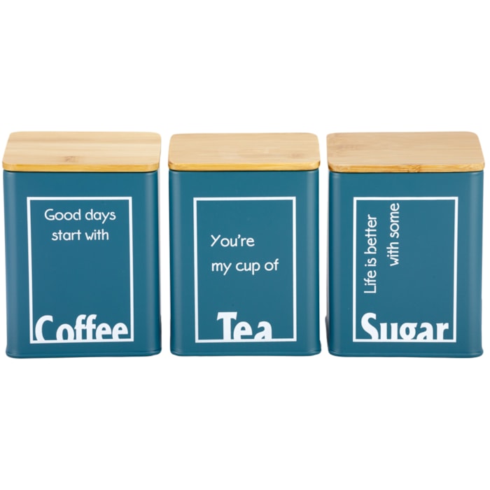 Conjunto Café Chá Açúcar Potti 3 Pçs Verde Tampa de Bambu - Madel Home