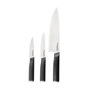 Conjunto de 3 Facas com Capa Protetora Aço Japonês Carne KitchenAid