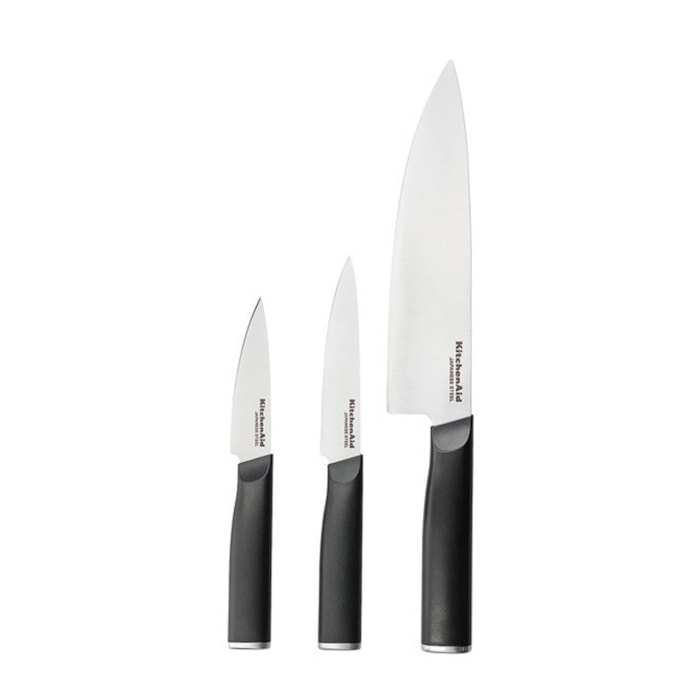 Conjunto de 3 Facas com Capa Protetora Aço Japonês Carne KitchenAid - Madel Home