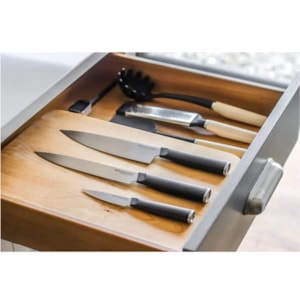 Conjunto de 3 Facas com Capa Protetora Aço Japonês Carne KitchenAid