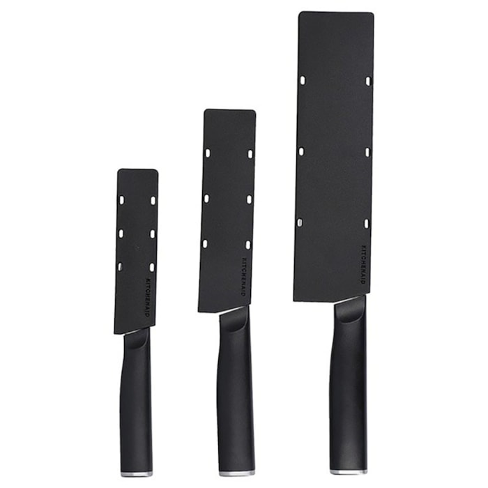 Conjunto de 3 Facas com Capa Protetora Aço Japonês Carne KitchenAid - Madel Home