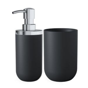 Conjunto de Banheiro com Pump Junip Resina Preto Umbra  - 2 Peças