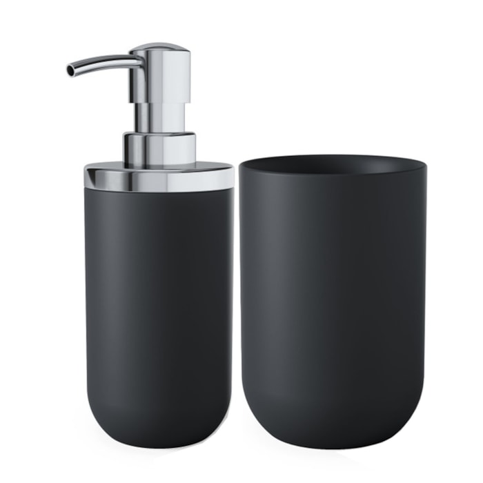 Conjunto de Banheiro com Pump Junip Resina Preto Umbra - 2 Peças - Madel Home