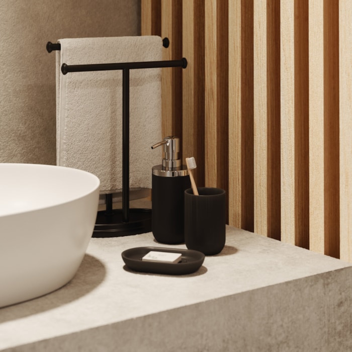 Conjunto de Banheiro com Pump Junip Resina Preto Umbra - 2 Peças - Madel Home