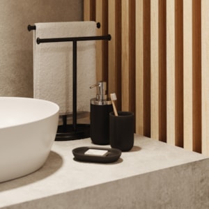 Conjunto de Banheiro com Pump Junip Resina Preto Umbra - 2 Peças