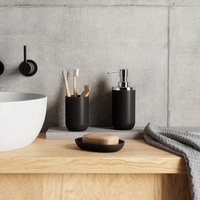 Conjunto de Banheiro com Pump Junip Resina Preto Umbra - 2 Peças - Madel Home