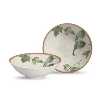 Conjunto de Bowls de Cerâmica Tropical Leaves Alleanza - 6 Peças