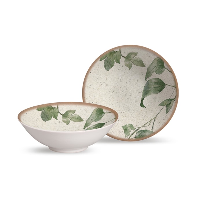 Conjunto de Bowls de Cerâmica Tropical Leaves Alleanza - 6 Peças - Madel Home