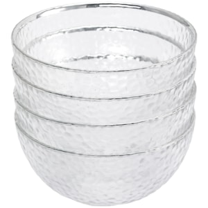 Conjunto de Bowls de Vidro Prata - 4 Peças 