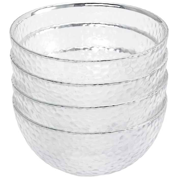 Conjunto de Bowls de Vidro Prata - 4 Peças - Madel Home