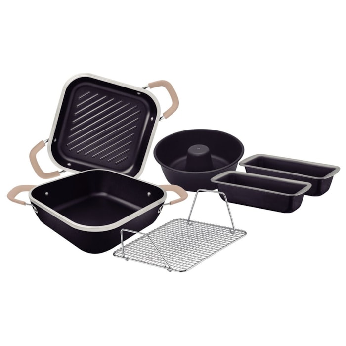 Conjunto de Caçarola em Alumino Antiaderente Starflon Lyon Chumbo Tramontina - 6 Peças - Madel Home