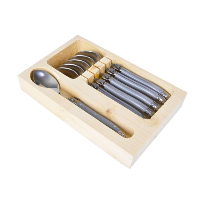 Conjunto de Colheres em Inox Cinza Laguiole La Tour - 6 Peças - Madel Home
