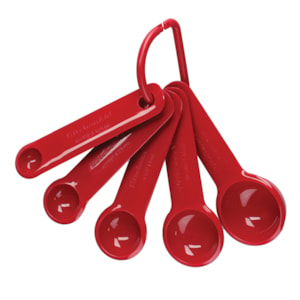 Conjunto de Colheres Medidoras em Plástico Vermelho KitchenAid - 5 Peças