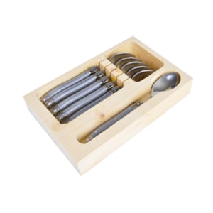 Conjunto de Colheres Sobremesa em Inox Cinza Laguiole La Tour - 6 Peças