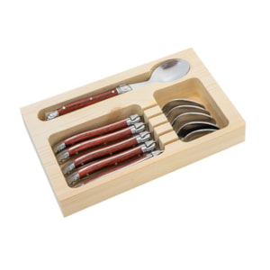 Conjunto de Colheres Sobremesa em Inox Madeira Laguiole La Tour - 6 Peças
