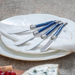Conjunto de Espátulas para Manteiga e Patê em Inox Azul Laguiole La Tour - 4 Peças
