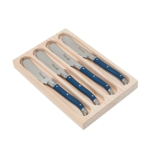 Conjunto de Espátulas para Manteiga e Patê em Inox Azul Laguiole La Tour - 4 Peças