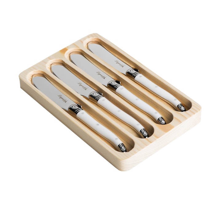 Conjunto de Espátulas para Manteiga e Patê em Inox Branco Laguiole La Tour - 4 Peças - Madel Home