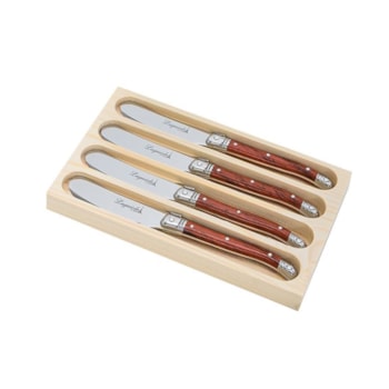Conjunto de Espátulas para Manteiga e Patê em Inox Madeira Laguiole La Tour - 4 Peças