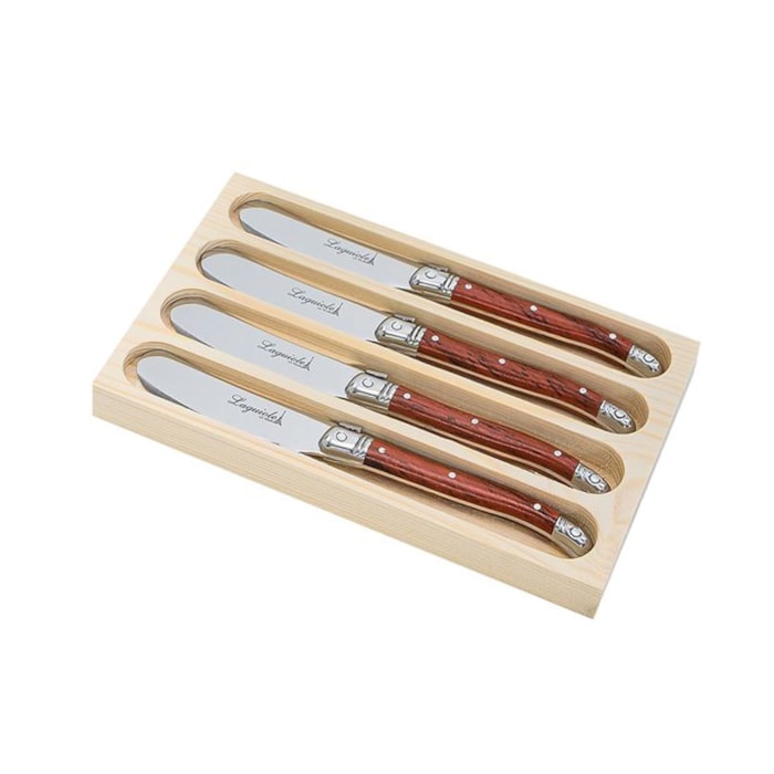 Conjunto de Espátulas para Manteiga e Patê em Inox Madeira Laguiole La Tour - 4 Peças - Madel Home