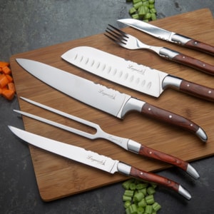 Conjunto de Espátulas para Manteiga e Patê em Inox Madeira Laguiole La Tour - 4 Peças