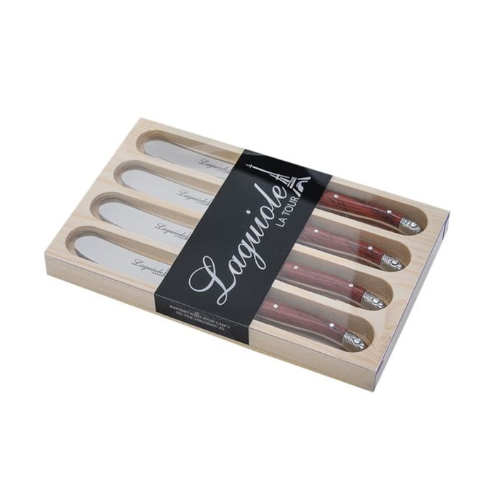 Conjunto de Espátulas para Manteiga e Patê em Inox Madeira Laguiole La Tour - 4 Peças - Madel Home