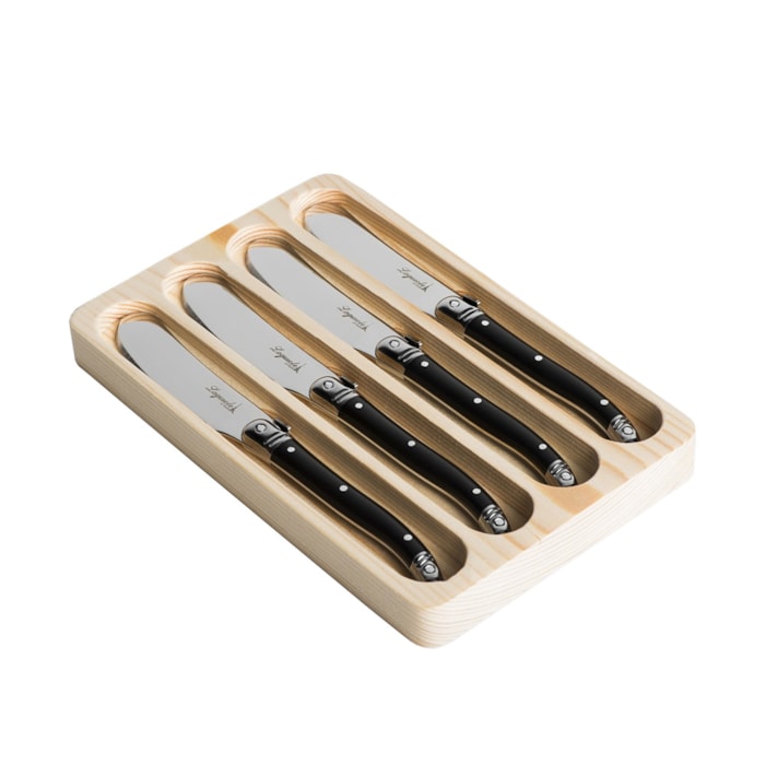 Conjunto de Espátulas para Manteiga/Patê em Inox Preto Laguiole La Tour - 4 Peças - Madel Home