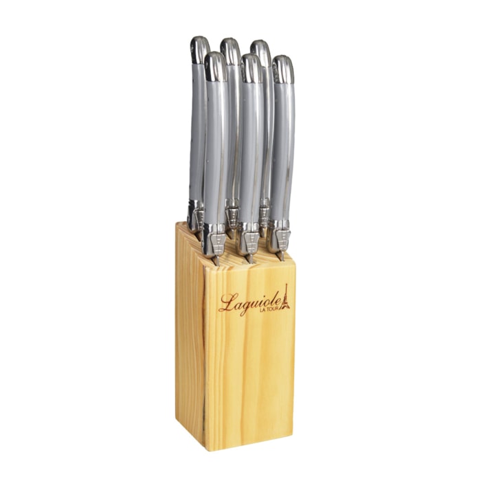Conjunto de Facas em Inox Cinza Laguiole La Tour - 6 Peças - Madel Home