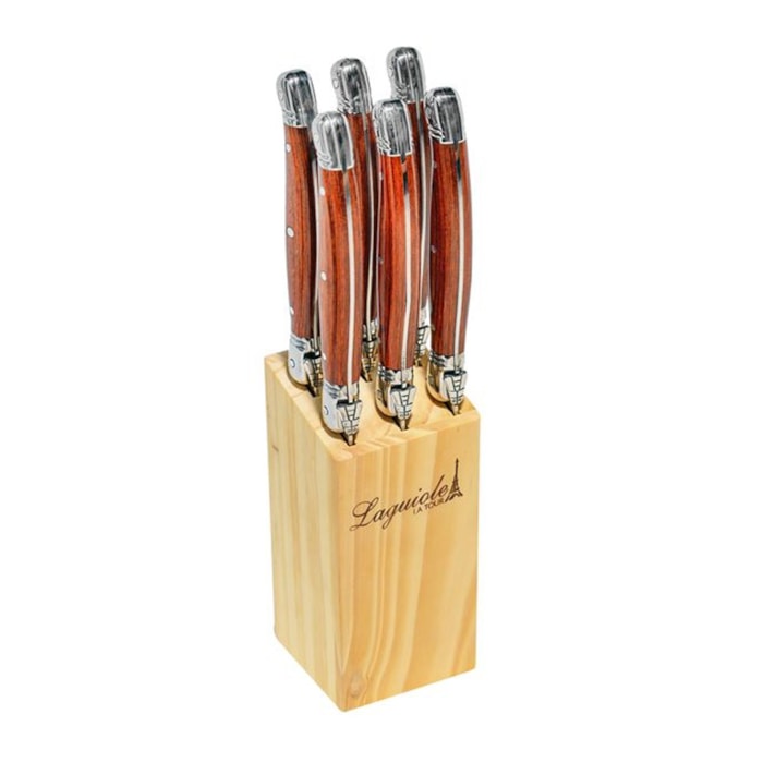 Conjunto de Facas em Inox Madeira Laguiole La Tour - 6 Peças - Madel Home