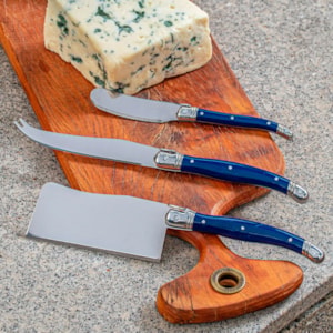 Conjunto de Facas para Queijo em Inox Azul Laguiole La Tour - 3 Peças