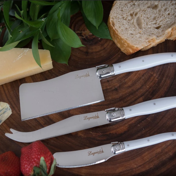 Conjunto de Facas para Queijo em Inox Branco Laguiole La Tour - 3 Peças - Madel Home