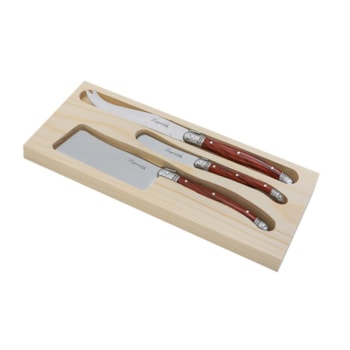 Conjunto de Facas para Queijo em Inox Madeira Laguiole La Tour - 3 Peças