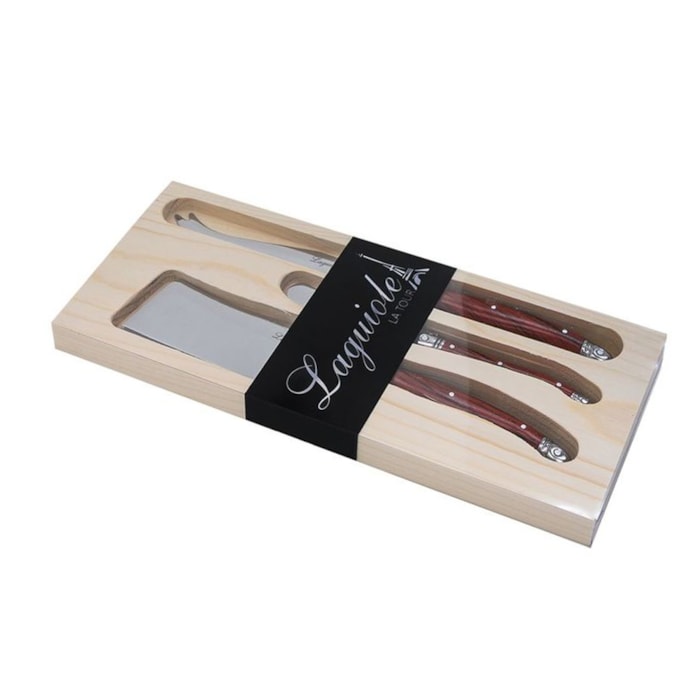 Conjunto de Facas para Queijo em Inox Madeira Laguiole La Tour - 3 Peças - Madel Home