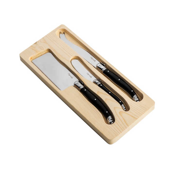 Conjunto de Facas para Queijo em Inox Preto Laguiole La Tour - 3 Peças - Madel Home